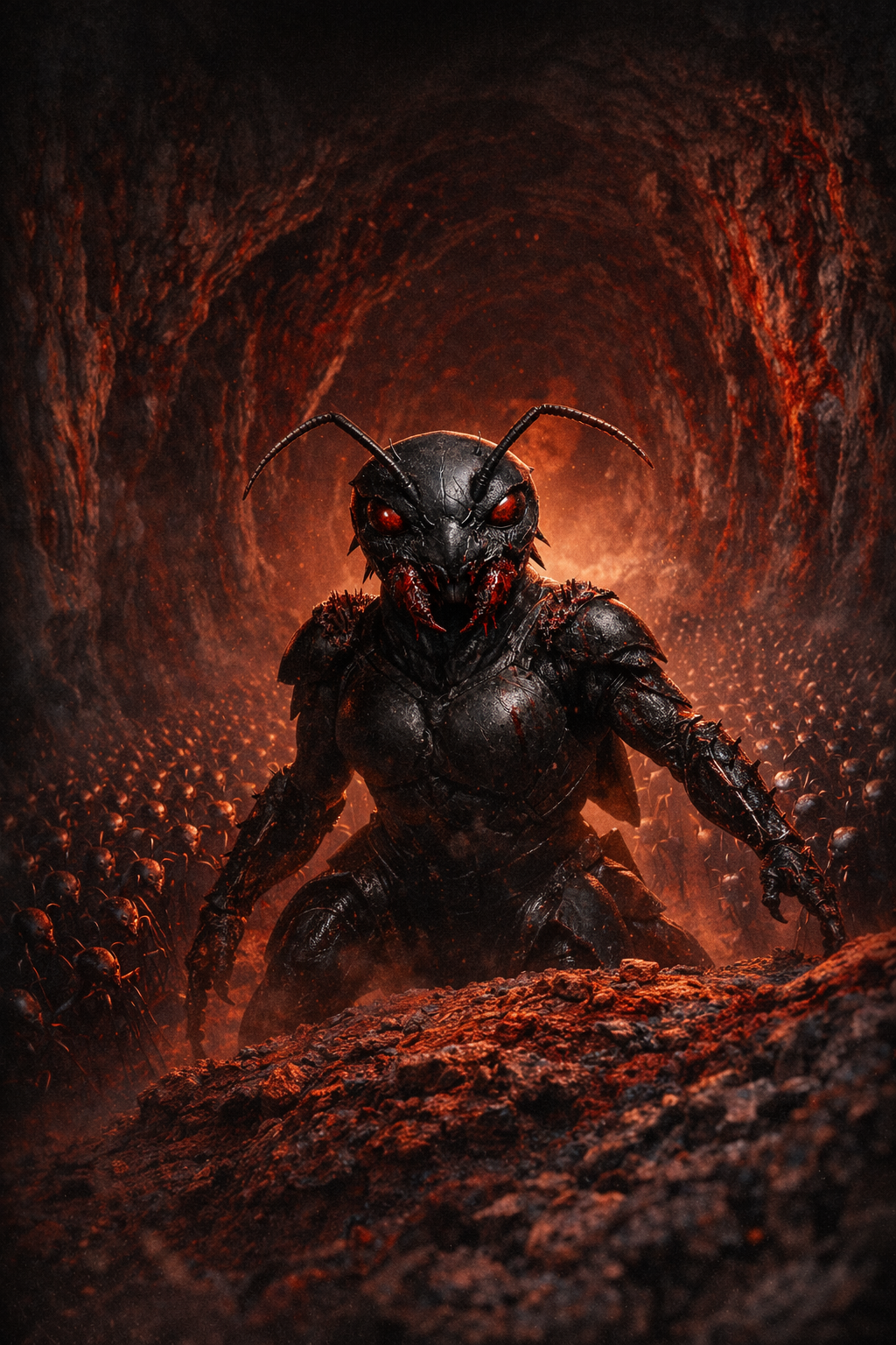 Kharna dans un tunnel rouge